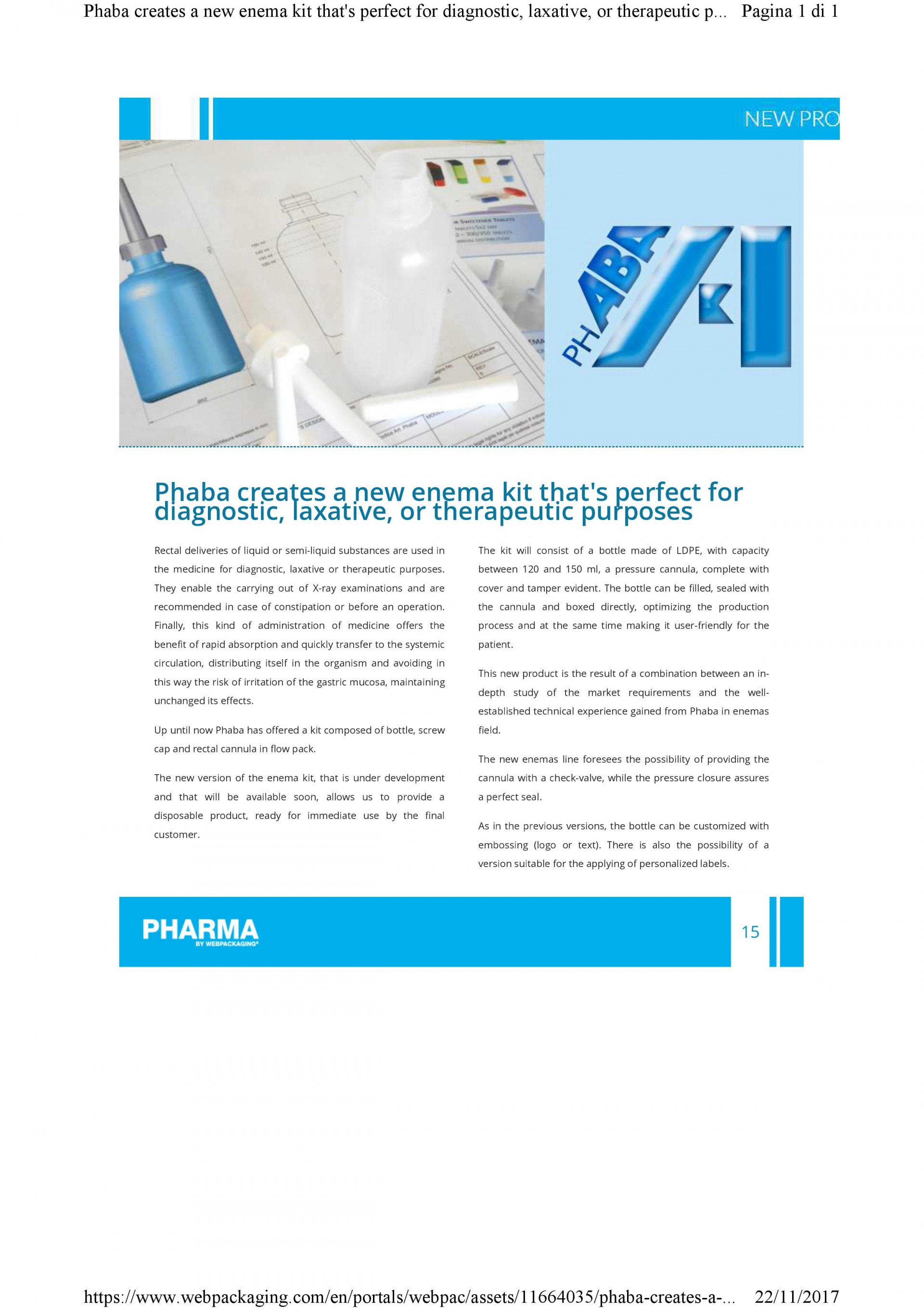 Phaba on the magazine “Pharma” by Webpackaging