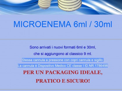 Nuovi formati 6 e 30 ml nella linea Microclismi